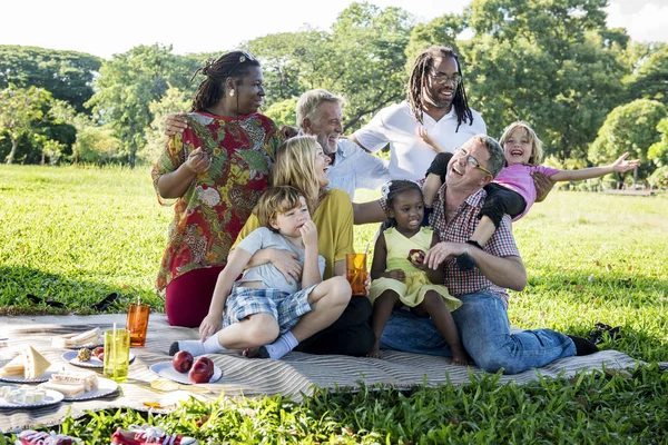 Mutlu aile piknik yapıyor. — Stok fotoğraf