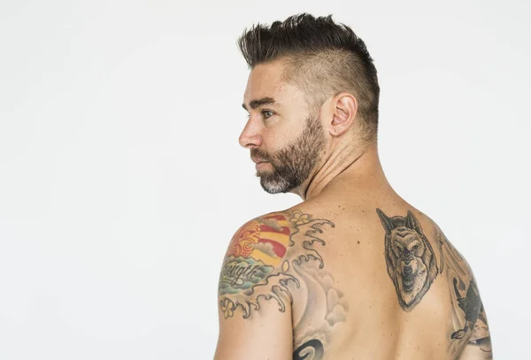 Tatuado bonito homem — Fotografia de Stock