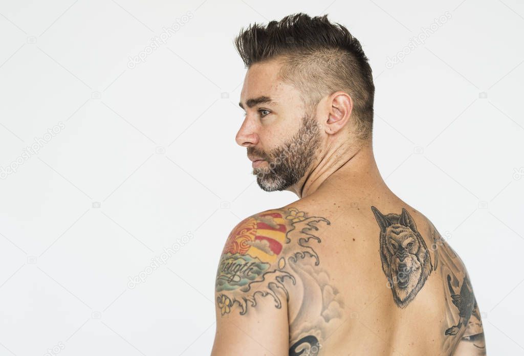 tattooed handsome man 
