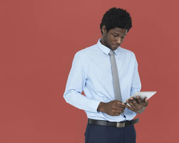 African american businessman using tablet — Stock Photo, Image