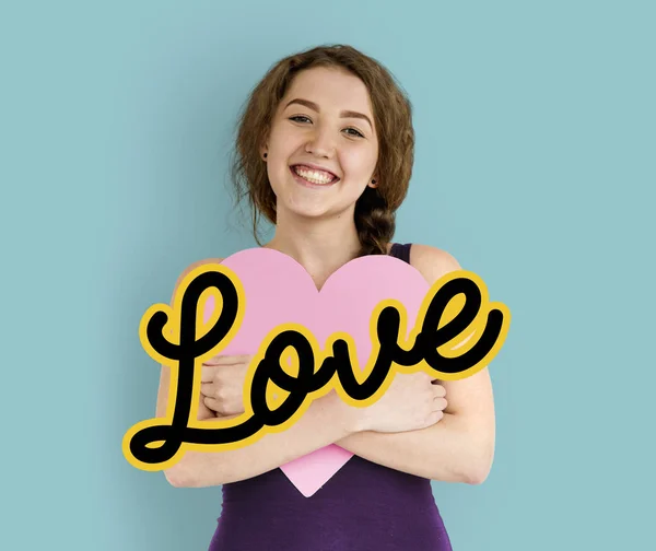 Woman holding heart — Stock Photo, Image