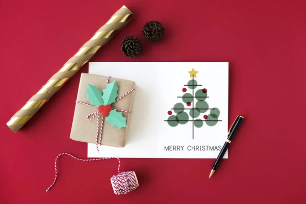 Tarjeta de Navidad y regalo — Foto de Stock