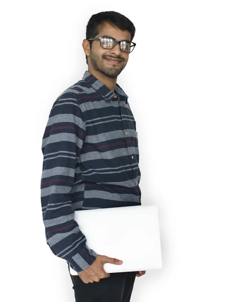 Muž držící laptop — Stock fotografie