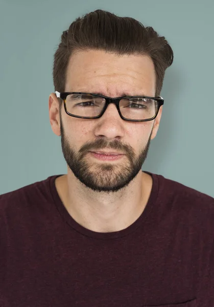 Hombre cara en gafas graduadas —  Fotos de Stock