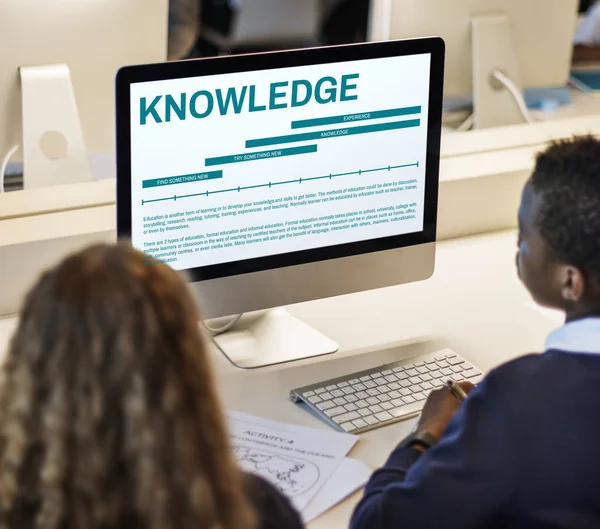 Classmate pupils using computer — Stock Photo, Image