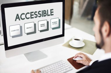 Ofiste çalışan bir iş adamı.