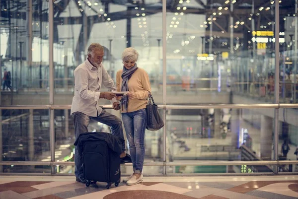 Senior couple traveling