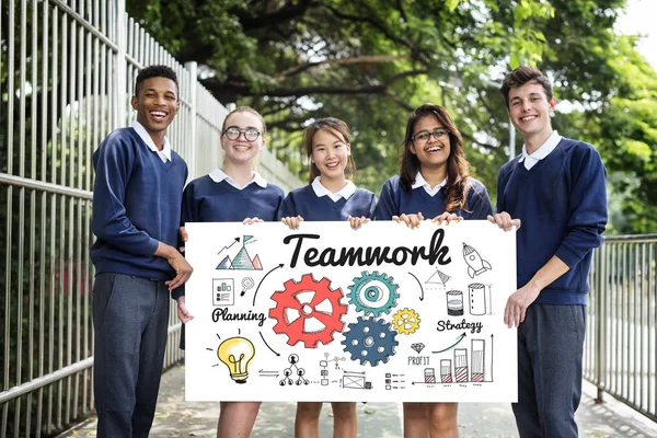 diversity Students holding banner