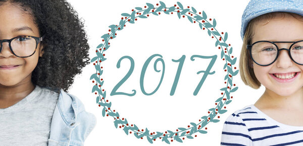 smiling two multi ethnic girls