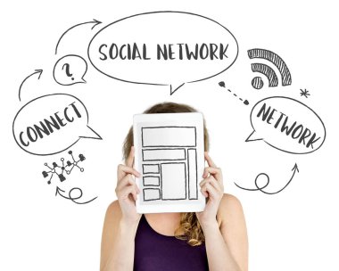 kişi holding dijital tablet 