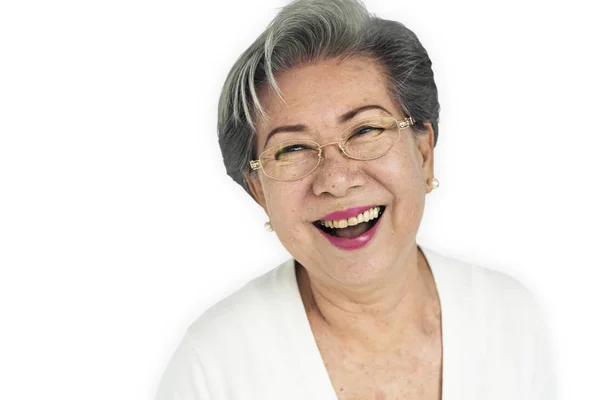 Vesel asiatic senior femeie — Fotografie, imagine de stoc