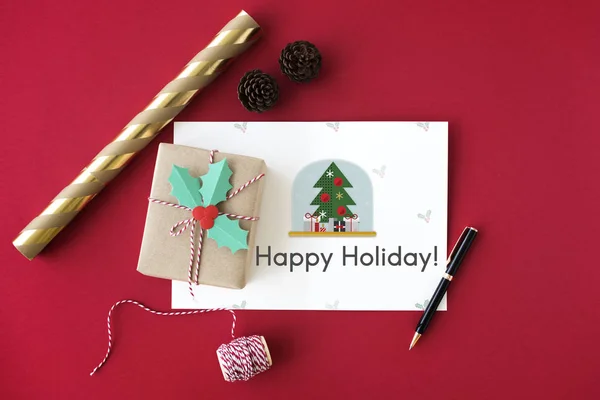 Christmas card and present — Stock Photo, Image