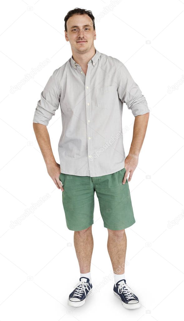 Man in shirt and shorts