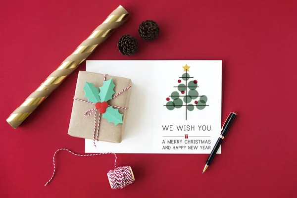 Christmas card and present — Stock Photo, Image