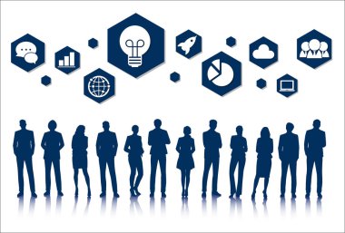 Business People with Graphic icons clipart