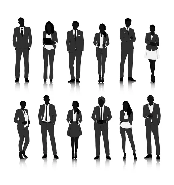 Gente de negocios con iconos gráficos — Archivo Imágenes Vectoriales