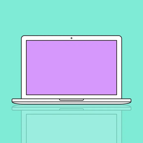 Platte pictogram voor laptop computer — Stockvector