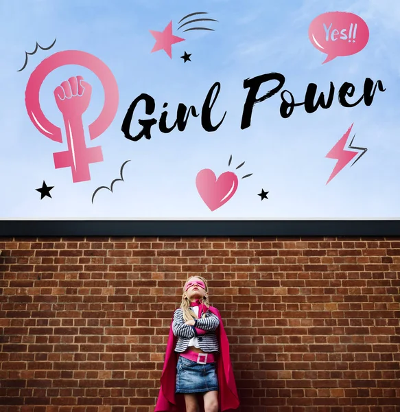 슈퍼 영웅 의상 소녀 — 스톡 사진