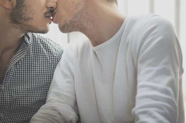 Цілуватися пара гей чоловіків — стокове фото