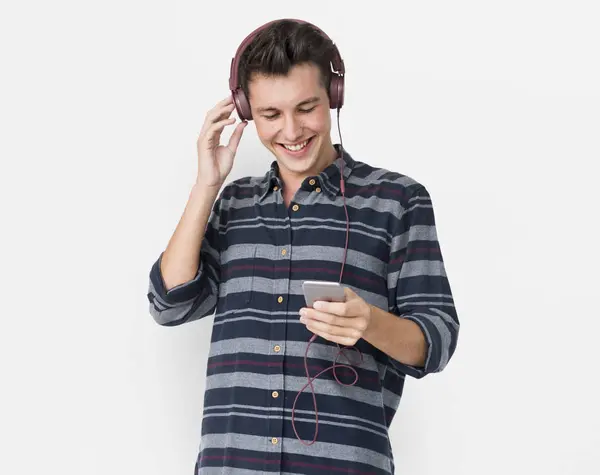 Man Listening Music in Headphones — Stock Photo, Image