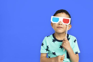 3d gözlük Pop ile çocuk