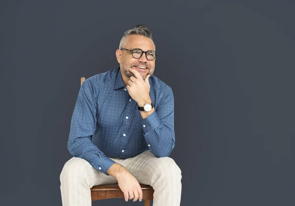 Casual Caucasian Man Sitting — Stock Photo, Image