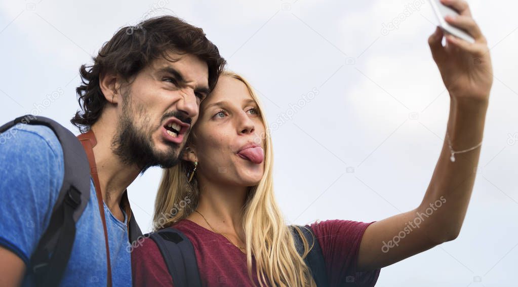 Couple taking selfie 