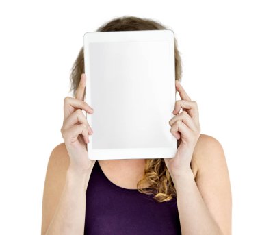 kişi holding dijital tablet 