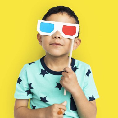 3d gözlük Pop ile çocuk