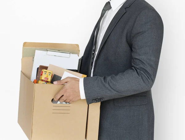 Uomo d'affari Holding Box — Foto Stock