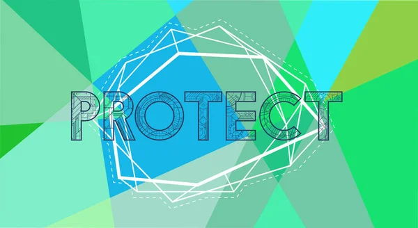 Proteger signo sobre fondo colorido — Vector de stock