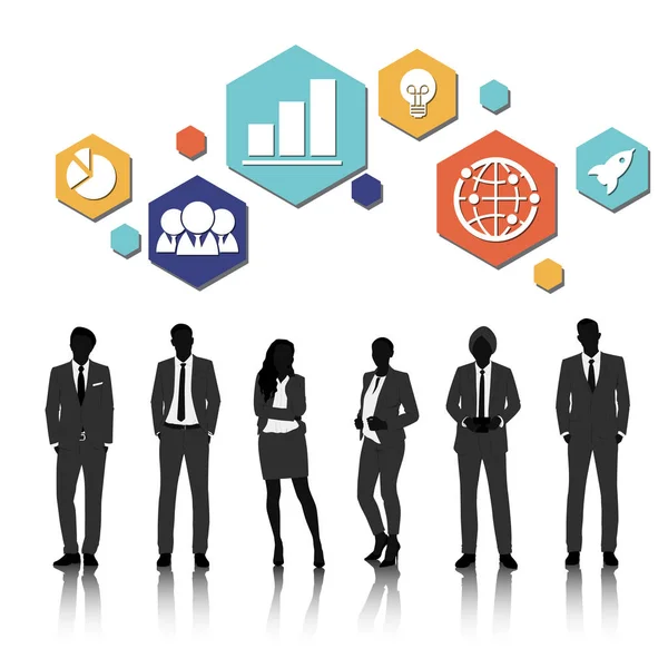 Silhouettes Business People — Image vectorielle