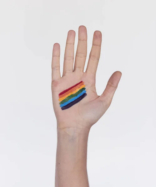 Hand mit lgbt Flagge, — Stockfoto