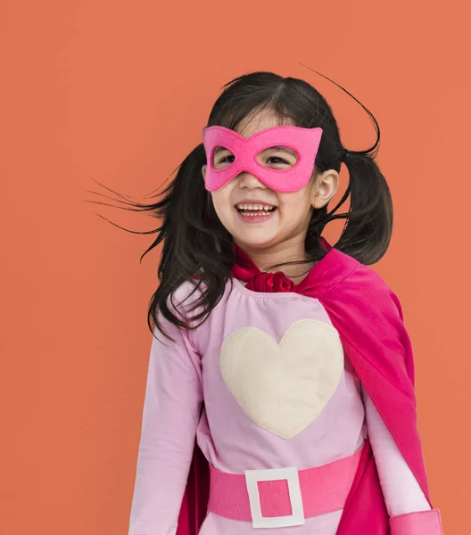 Menina em traje Superhero — Fotografia de Stock