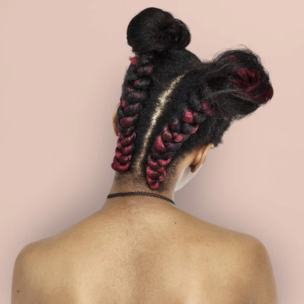 Woman with pigtails on head — Stock Photo, Image