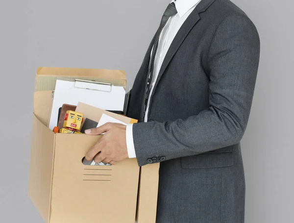 Businessman Holding Box — Stock Photo, Image