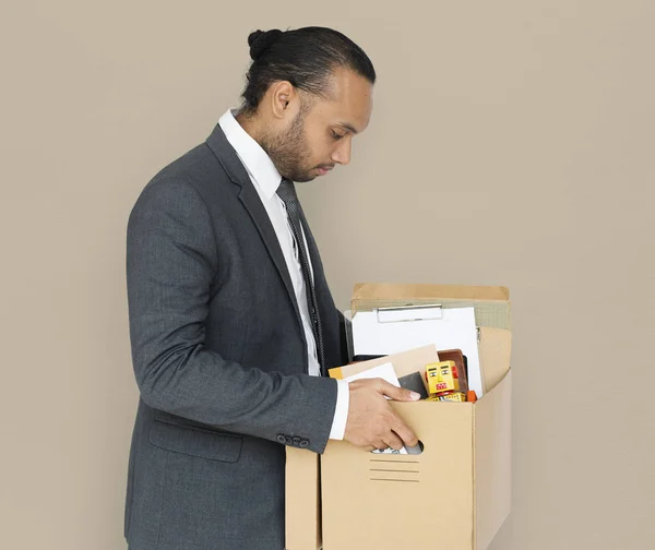 Affärsman redovisade box — Stockfoto