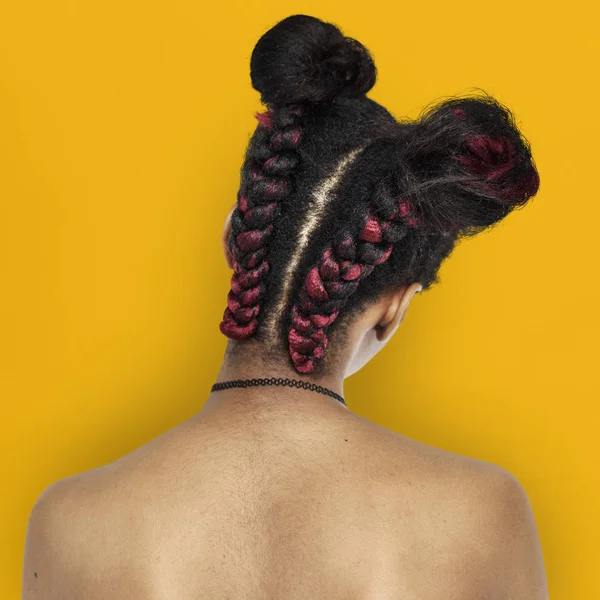 Vrouw met pigtails op hoofd — Stockfoto