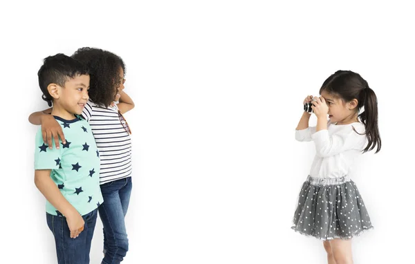 Children taking photos with camera — Stock Photo, Image