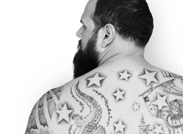 Man met tattoo op rug — Stockfoto