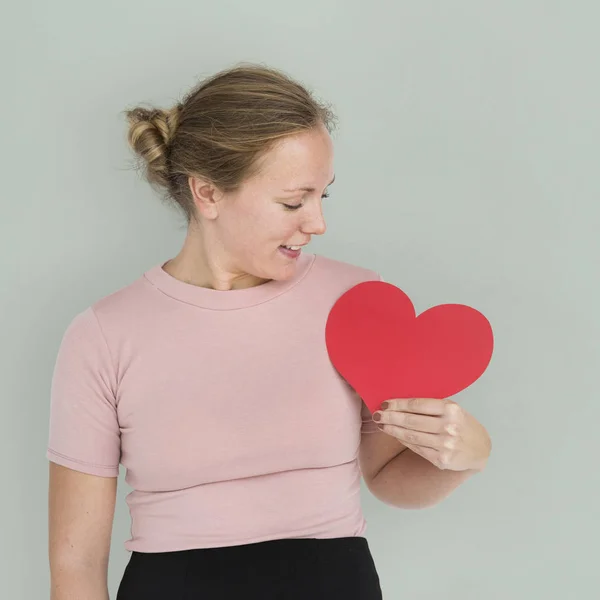 Woman holding heart — Stock Photo, Image