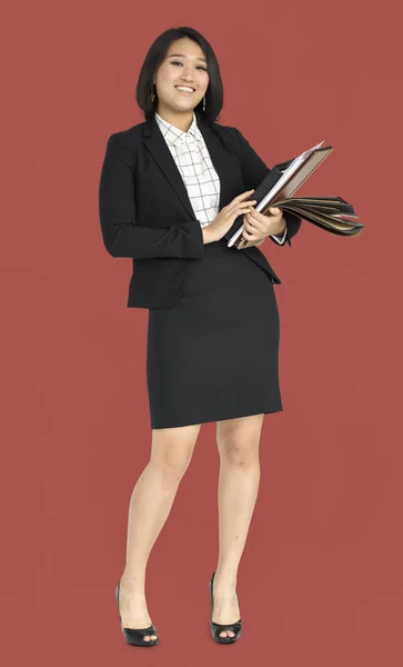 Asian businesswoman Holding Documents — Stock Photo, Image