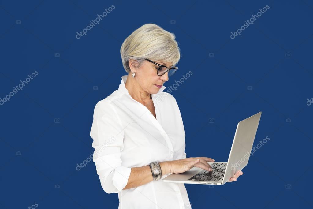 business woman using laptop