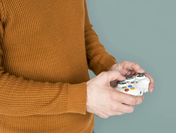 Mãos Segurando Controlador de Jogo — Fotografia de Stock