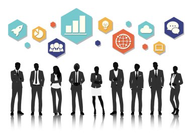 İş adamları ve grafik simgeleri