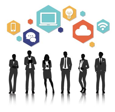 İş adamları ve grafik simgeleri