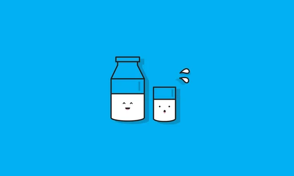 Bottiglia con latte e vetro — Vettoriale Stock