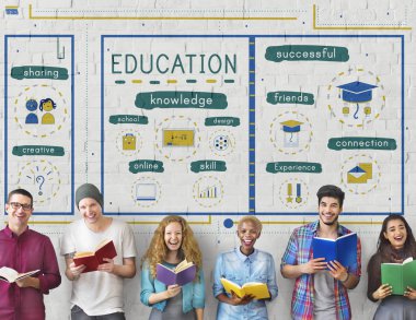 Kitaplar çok ırklı insanlarla.