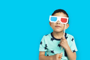 3d gözlük Pop ile çocuk