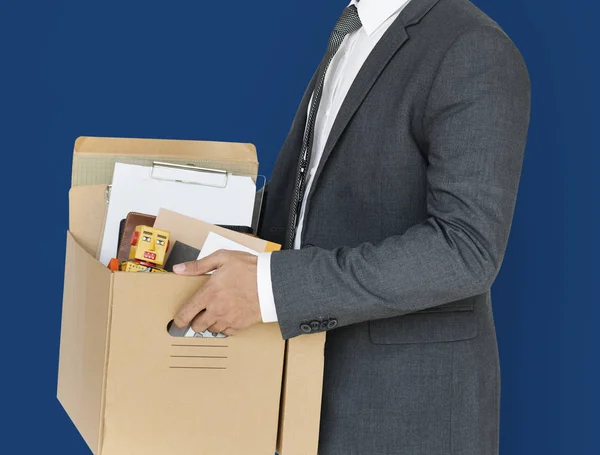 Uomo d'affari Holding Box — Foto Stock